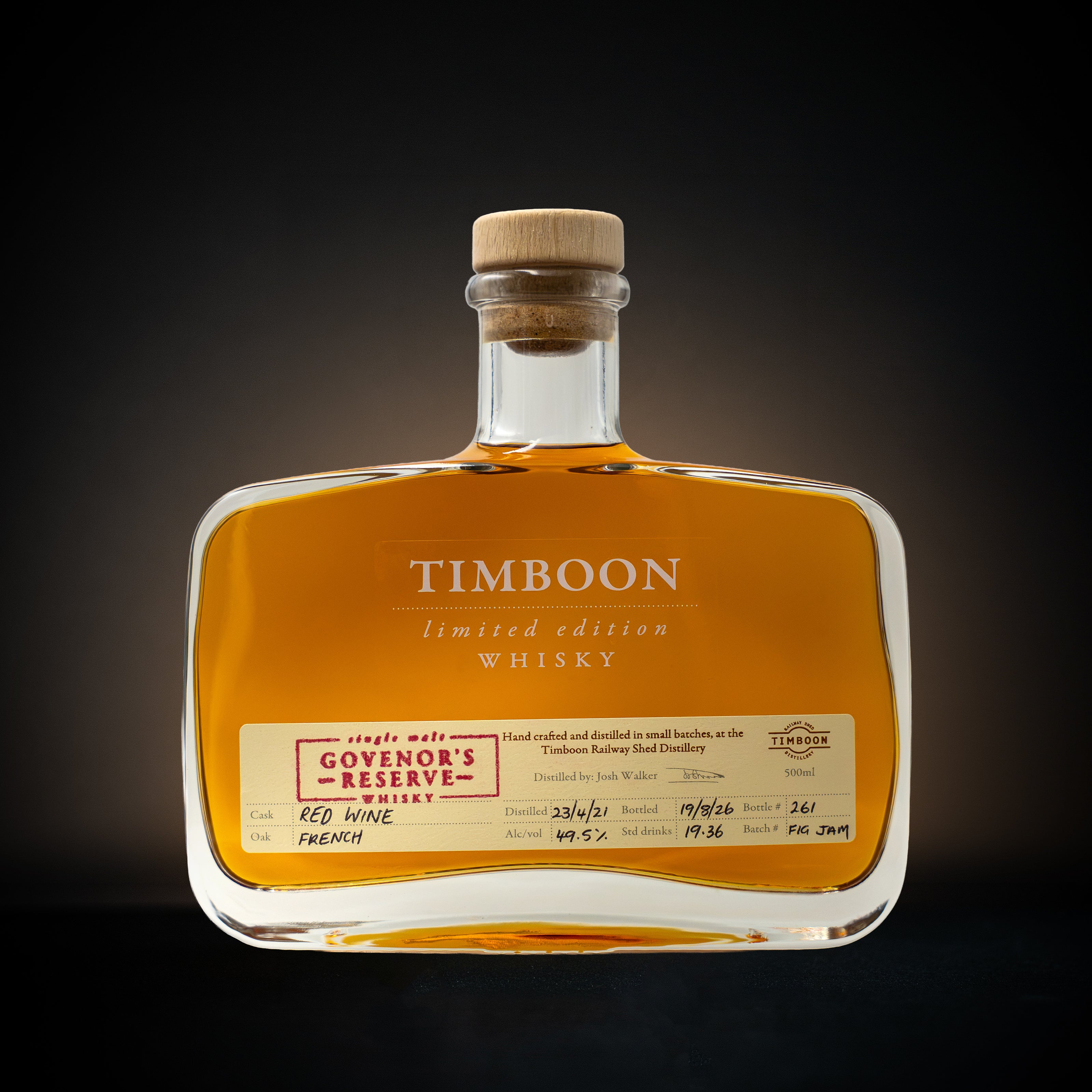 Governors Reserve - FIGJAM - Single Malt Whisky 500ml Timboon Railway Shed Distillery